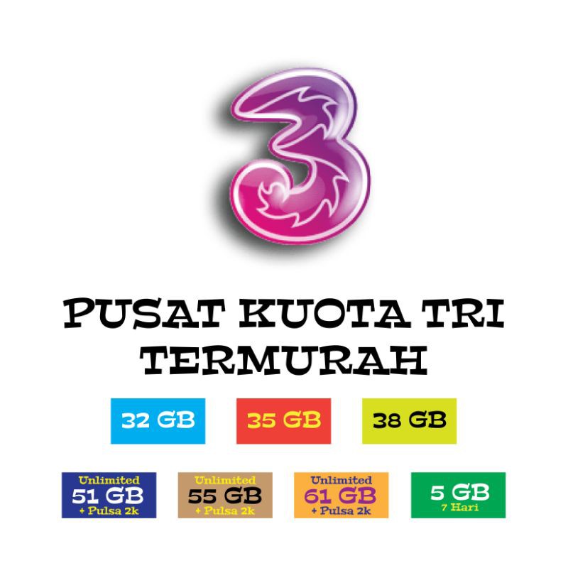 Kuota Tri / Kuota Tri Murah / Kuota Three / Kuota Tri 32gb / Kuota Tri Unlimited / Kuota Tri 38gb