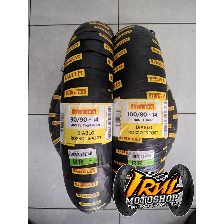 Paket Ban Pirelli Diablo Rosso Sport 90/90-14 & 100/80-14 Ban Tubeless Ban Matic