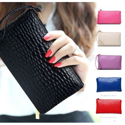 MKL - WD006 Dompet Wanita Pouch Kartu Hp Koin motif kulit buaya Polos Model Bintik Impor Murah-1