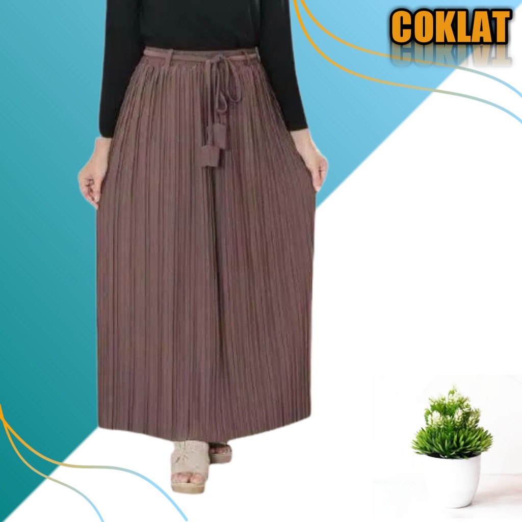 Rok Panjang Plisket Premium Tali Wanita Maxi Skirt