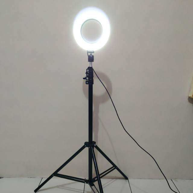 Lampu Ring Light LED Kamera 8W 6 Inch+ light stand tripod 180cm