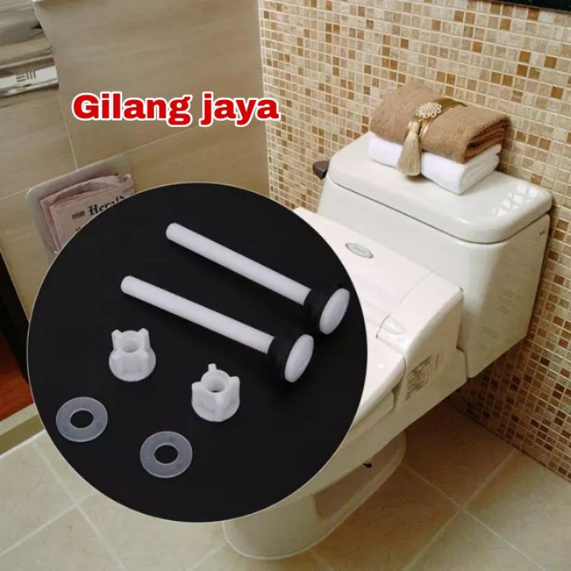 Baud Tangki Tabung Kloset WC duduk / Baut Mur Toilet Plastik PVC / Baut Penyambung Pot Closet