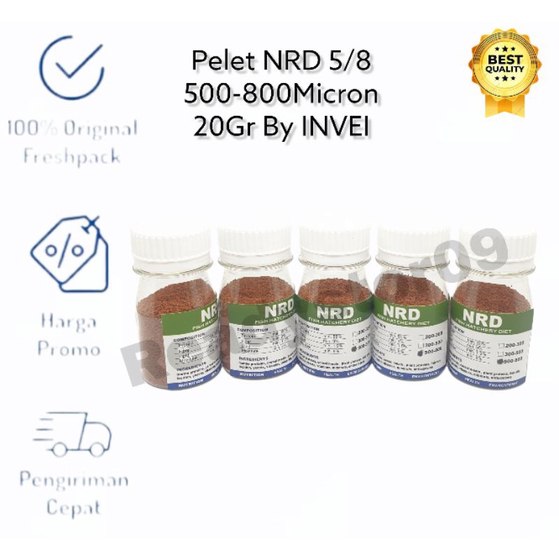 pelet NRD 5/8 500-800 micron 20Gr Original By INVEI Pakan Guppy Neon Cupang dll