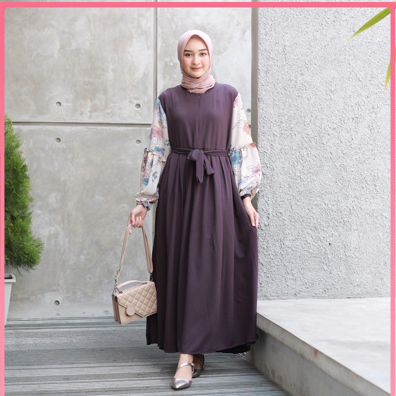 ⭐ full warna monalisa new busana muslimah ycras beli baju online aman ungu tua dark purple maxi - ga