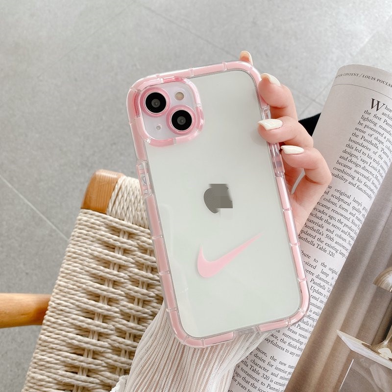 Bersinar Pada Malam Silikon Soft Case iP iPhone 13 Pro Max Black Nike Logo Couples Bumper Bening Sederhana Pink ADIDAS