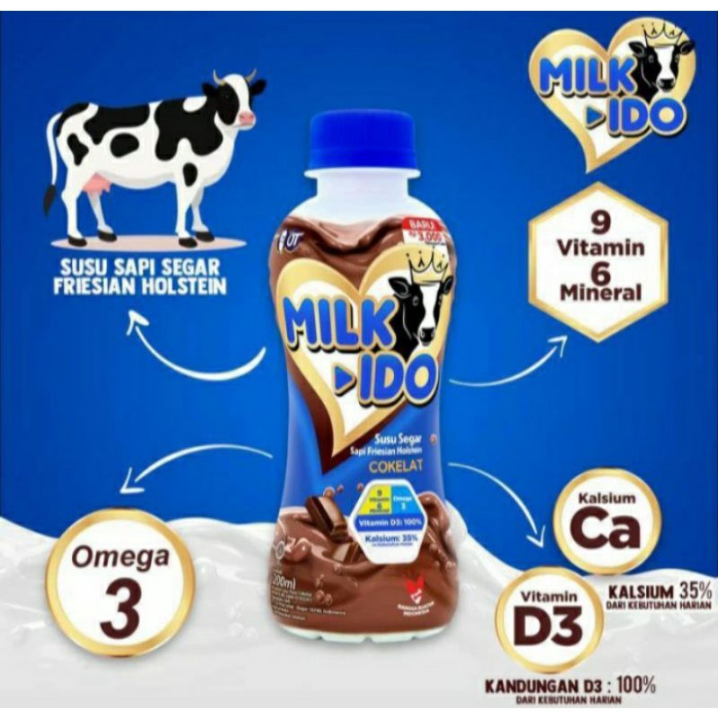 

Susu milkido UHT 200ml Coklat atau Stroberi