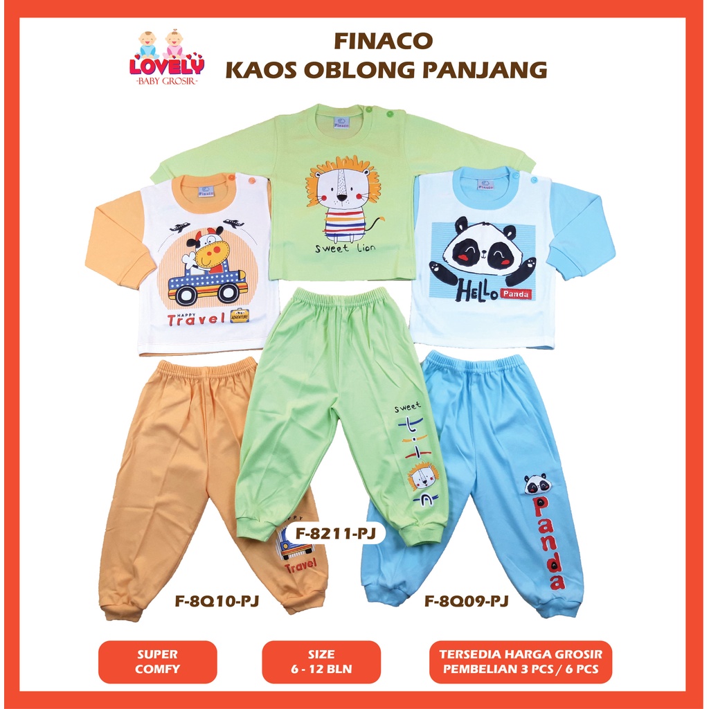 Setelan Panjang Bayi Kaos Oblong Bayi Baju Baby Lengan Panjang 6-12 Bulan Laki laki Perempuan FINACO