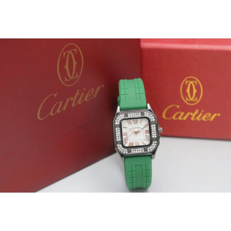 jam tangan wanita NEW Cartier diamond rubber tanggal aktif  DM3.5cm +box +paper bag