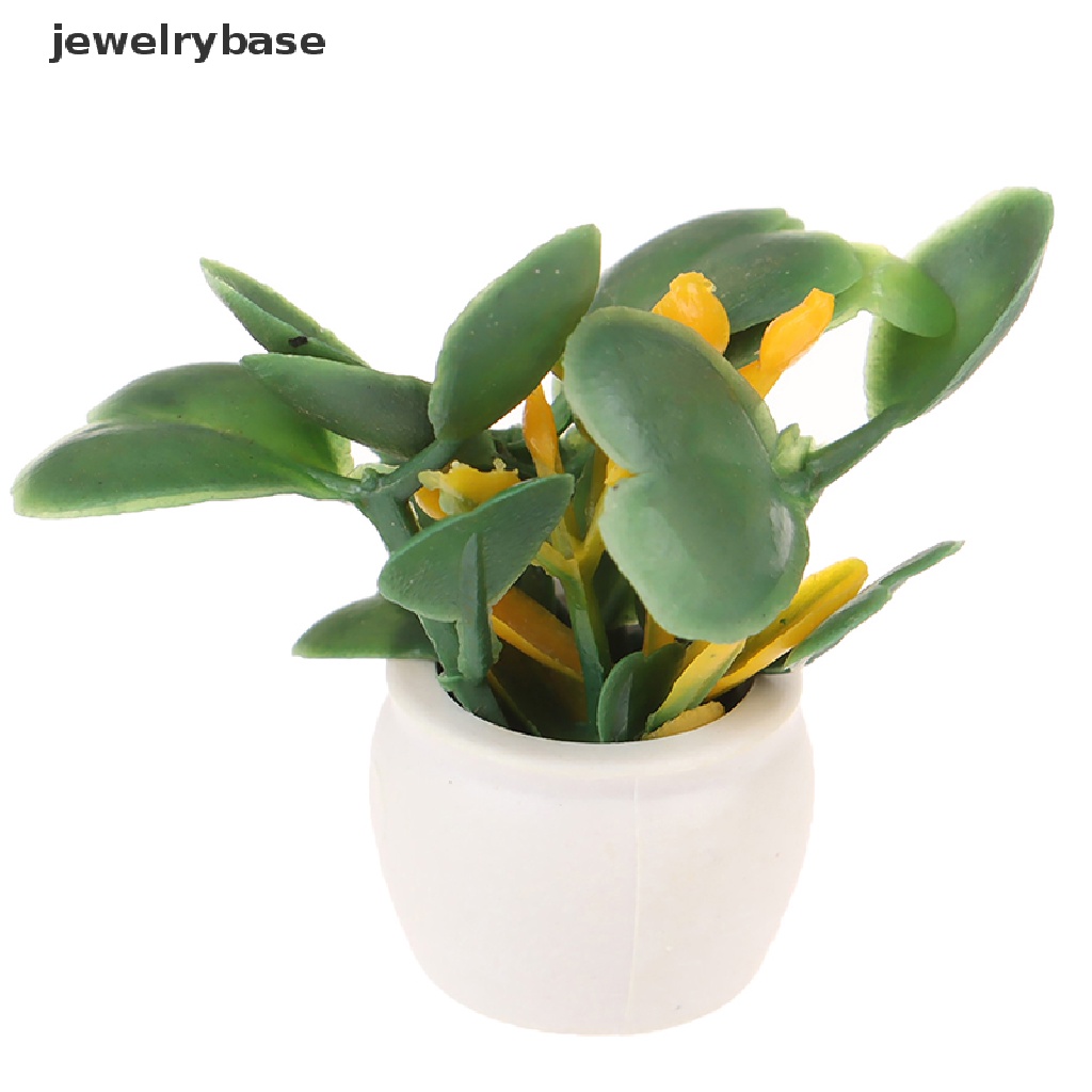 Jewelrybase Miniatur Pot Tanaman Hijau Dekorasi Rumah Boneka 1: 12