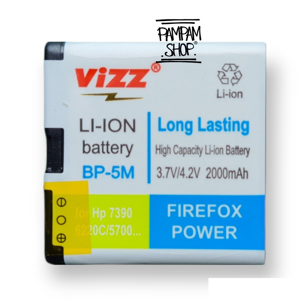 Baterai Vizz Double Power Original Nokia BP-5M BP5M 5610 5700 Xpresss Music 6110 6220 6500 7390 8600 Batre Batrai Dual Battery Ori HP Handphone