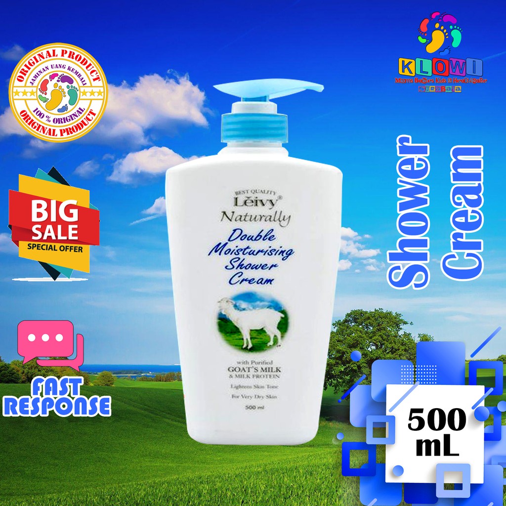 Leivy Naturally Shower Goat's 500ml Pump/ Sabun Mandi / Body Wash