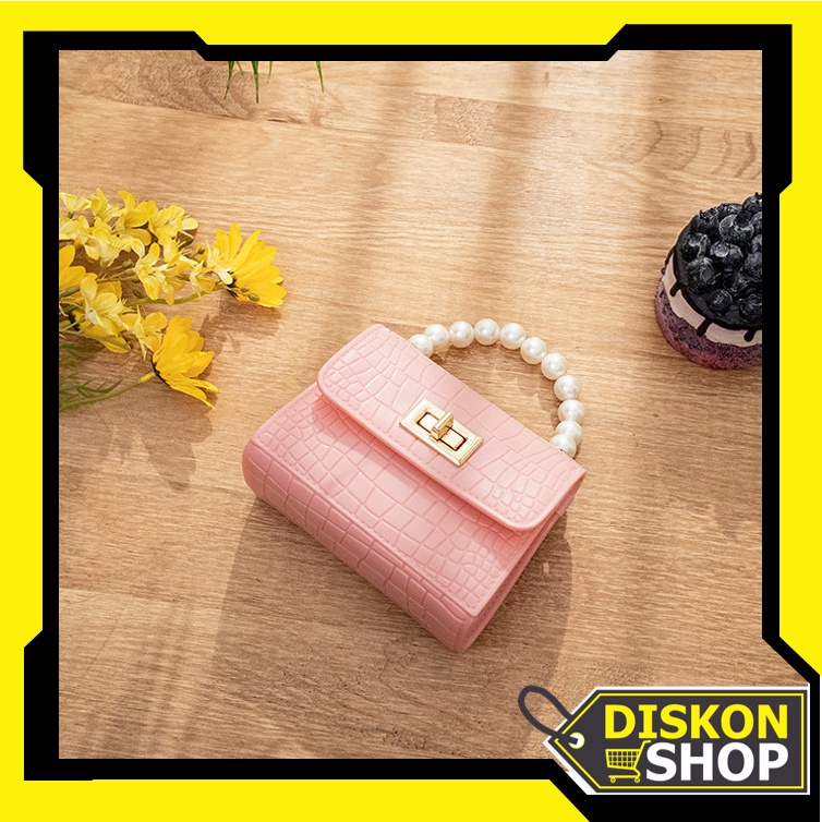 Diskon Shop - T5047 Tas Kulit Mutiara Korean Style / Tas Selempang Jelly / Jelly Sligbag Women