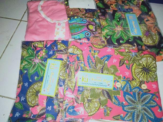 Batik Kencana Ungu Label Pink Setelan Xxl Rc 3/4 Kaos Bordir