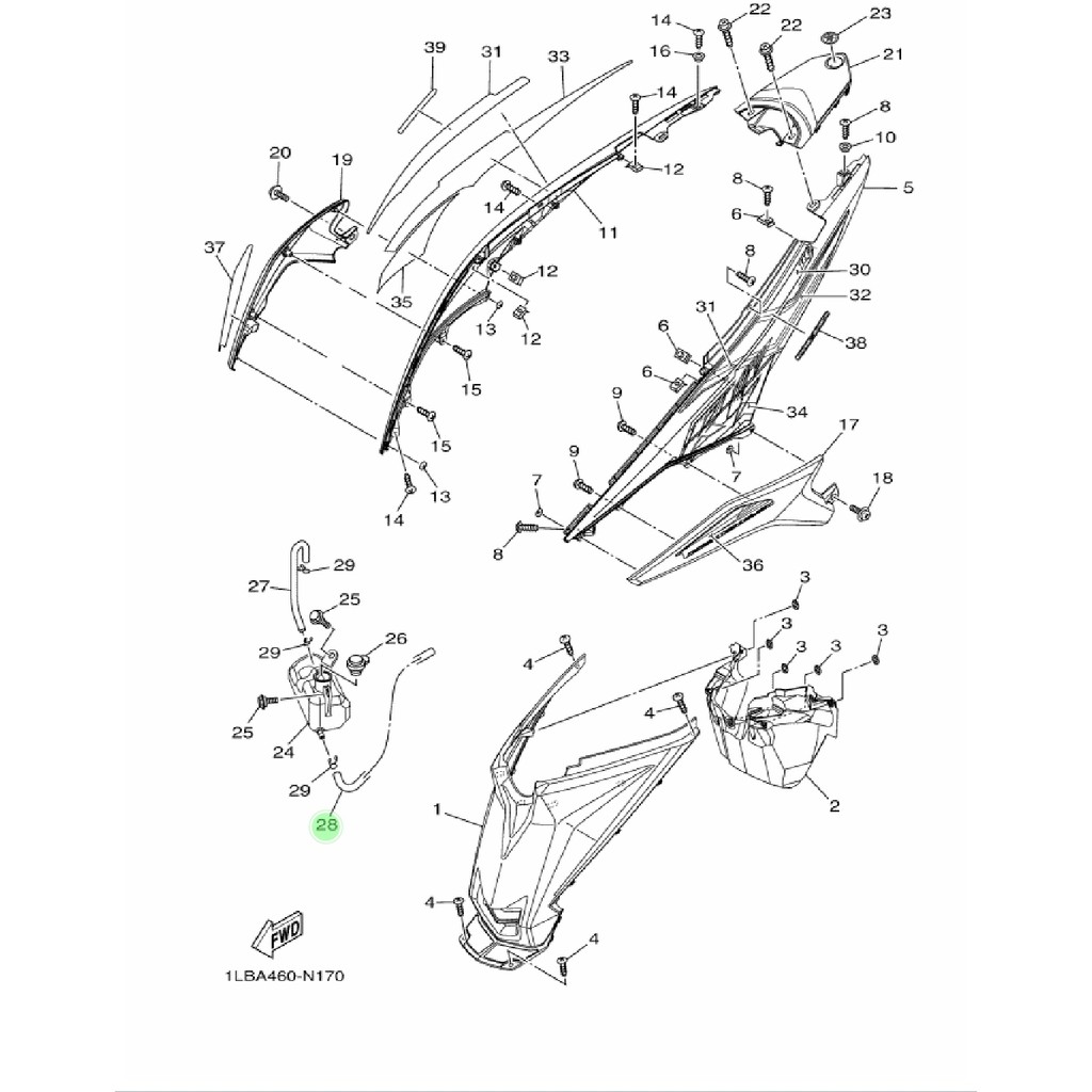 SELANG KECIL DARI RADIATOR KE TANGKI TABUNG CADANGAN XEON KARBU RC GT AEROX 125 ORI 44d-f1817-00