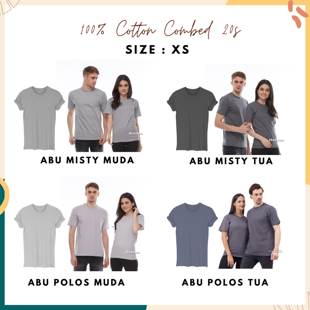 SIZE XS | Kaos Polos Cotton Combed 20s Lengan Pendek