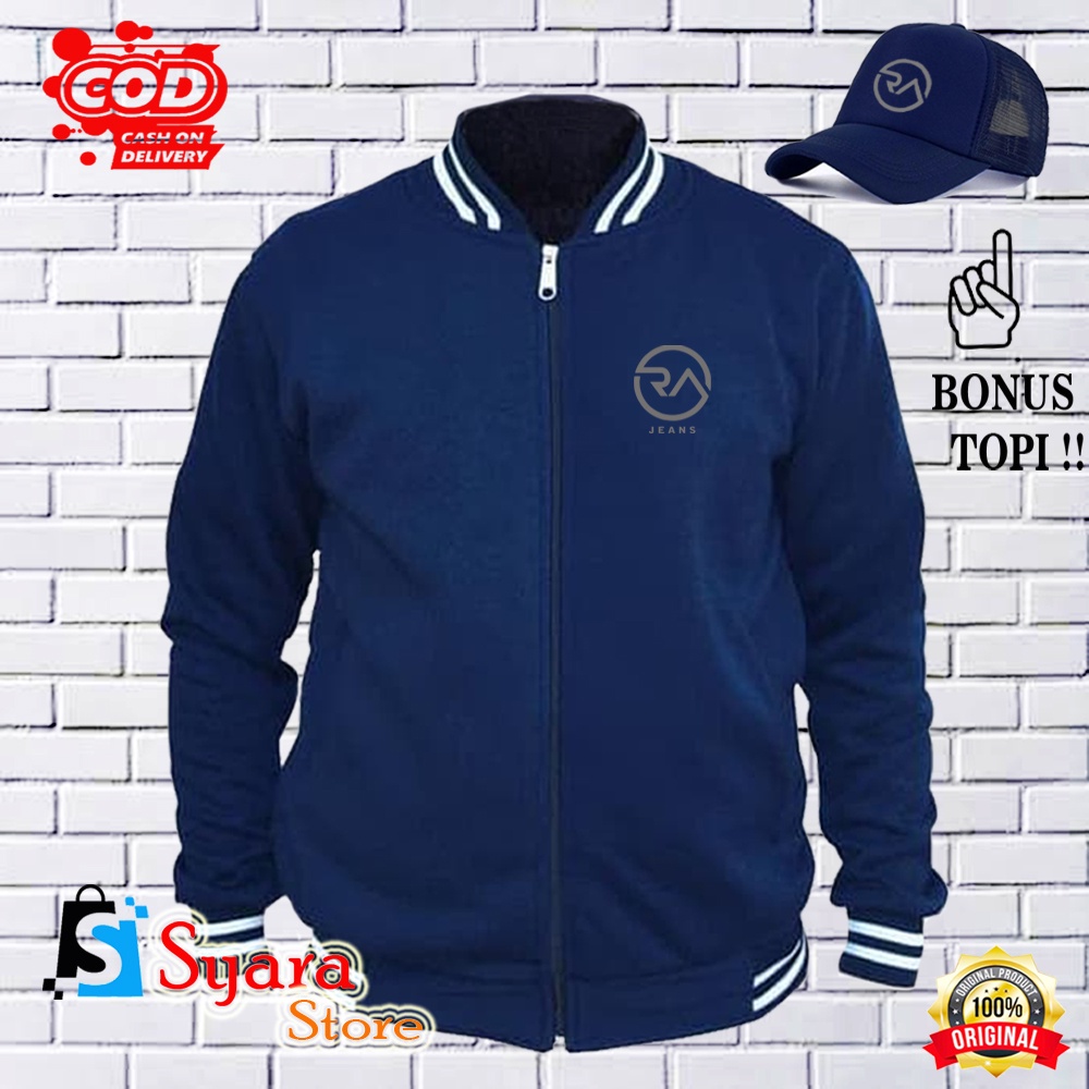 Syara Store / BONUS TOPI.. Jaket Varsity Baseball RA Jeans Silver / Jaket Distro Varsity / Jaket Bas