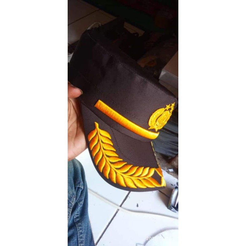 Topi komando Pamen POLRI bordir timbul kwalitas premium