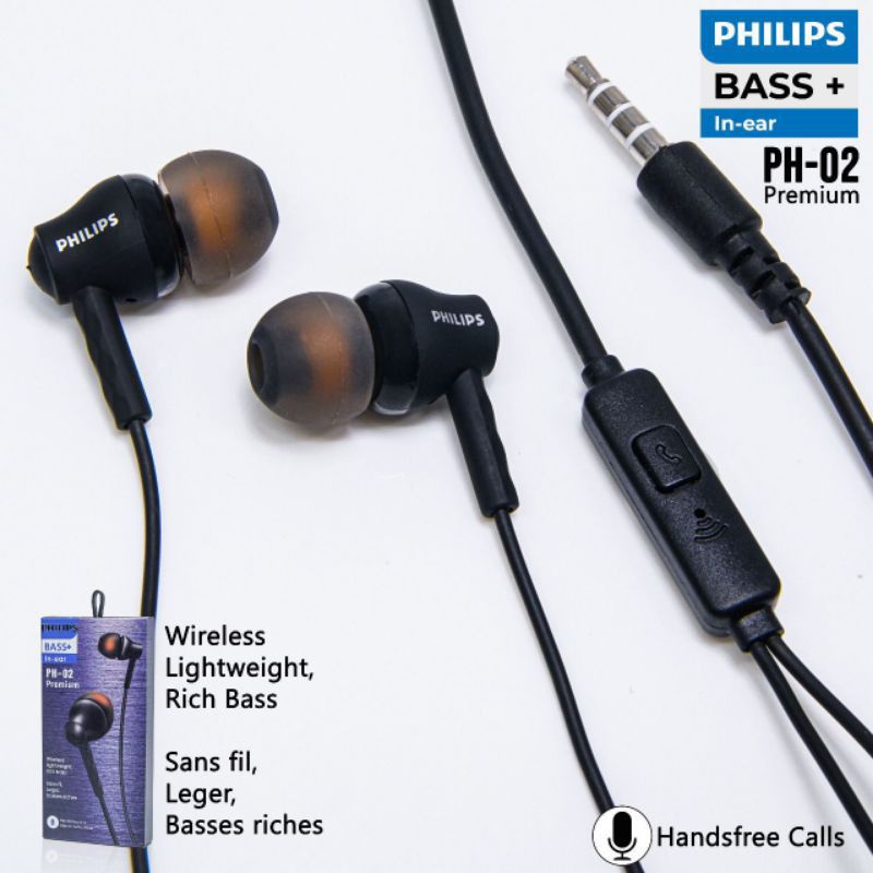 Handsfree Earphone Philips PH - 02 Lightweight Rich Bass