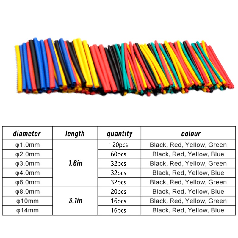 Gro 328pcs ​Heat-Shrink Tube Wire Wrap Cable Sleeve Assortment Ratio 2: 1 Electric Insulation Tube Fast-Heat Shrinkage