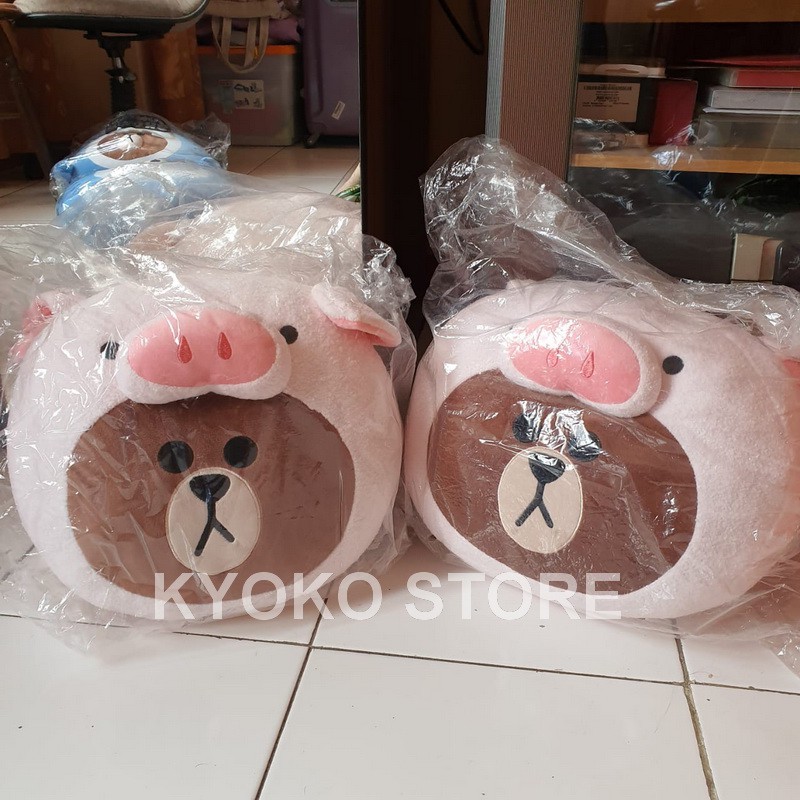 Boneka Bantal Line Piggy Brown Jungle Brown Line Cushion Official LINE