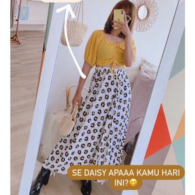 VS - Daisy / Rok Sifon Panjang Tengah Wanita Daisy a-Line Pinggang Tinggi Bersih / Rok plisket