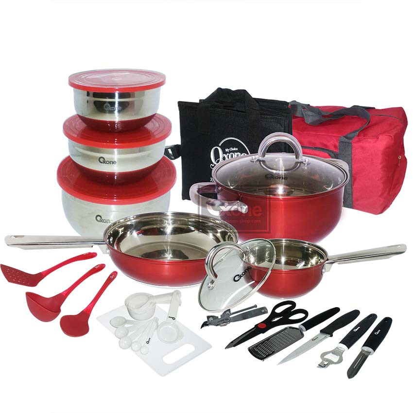 Oxone 33pcs Set Panci Peralatan Masak Buat Travelling Cookware Set Ox 993 Shopee Indonesia