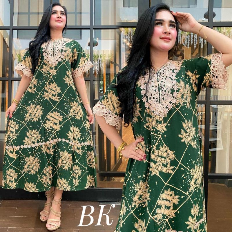 DASTER ARAB RENDA MOTIF BAMBU/DASTER BORKAT/DASTER RENDA REMPEL-Hijau