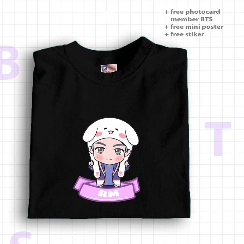 Kaos BunnyHat Tinytan BTS RM Jin Suga Jhope  Jimin V  Jungkook - Lengan Panjang & Pendek