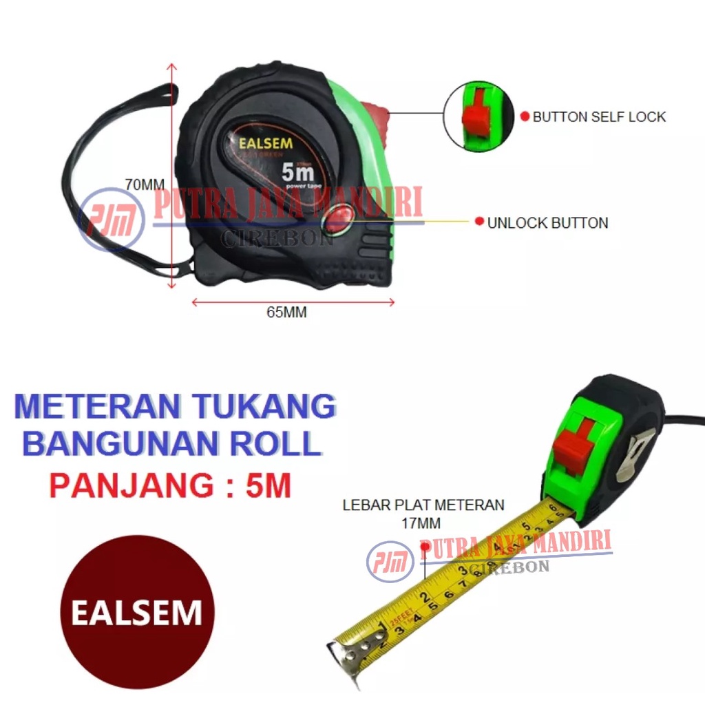 Ealsem Meteran 3 Meter 5 Meter 7.5 Meter / Meteran Alat Ukur Measuring Tape / Meteran Roll 3 M 5 M 7.5 M