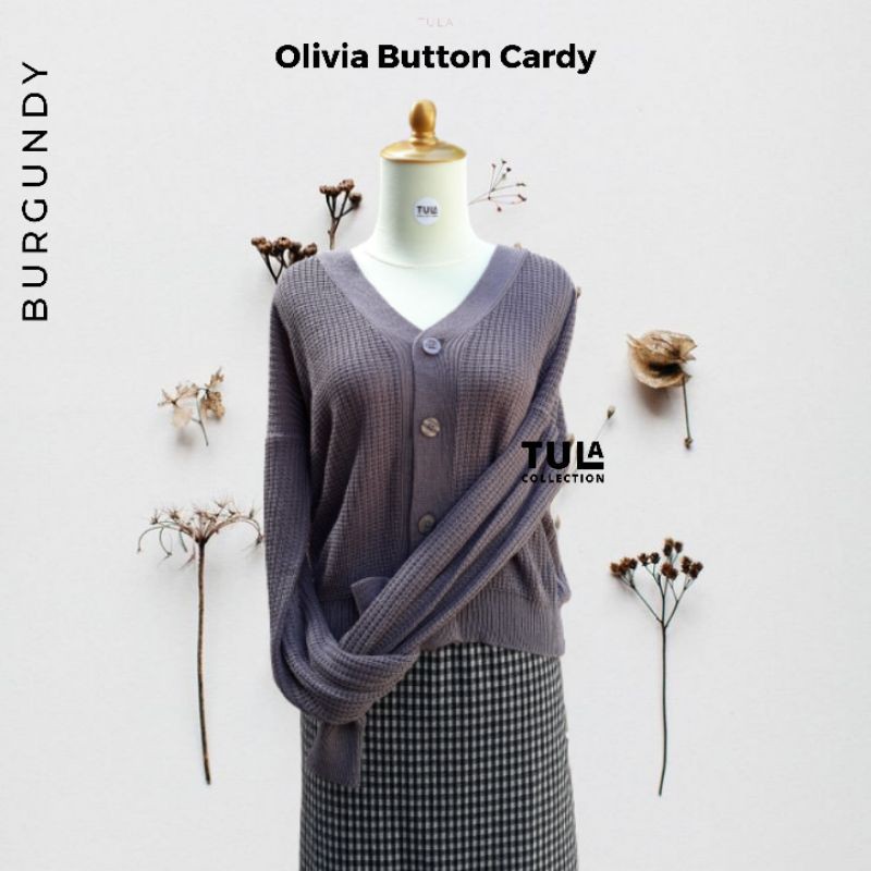 OLIVIA CARDIGAN PREMIUM BY TULA COLLECTION/ Olivia Button Cardi Tumble / cardigan wanita / outerwear-Burgundy