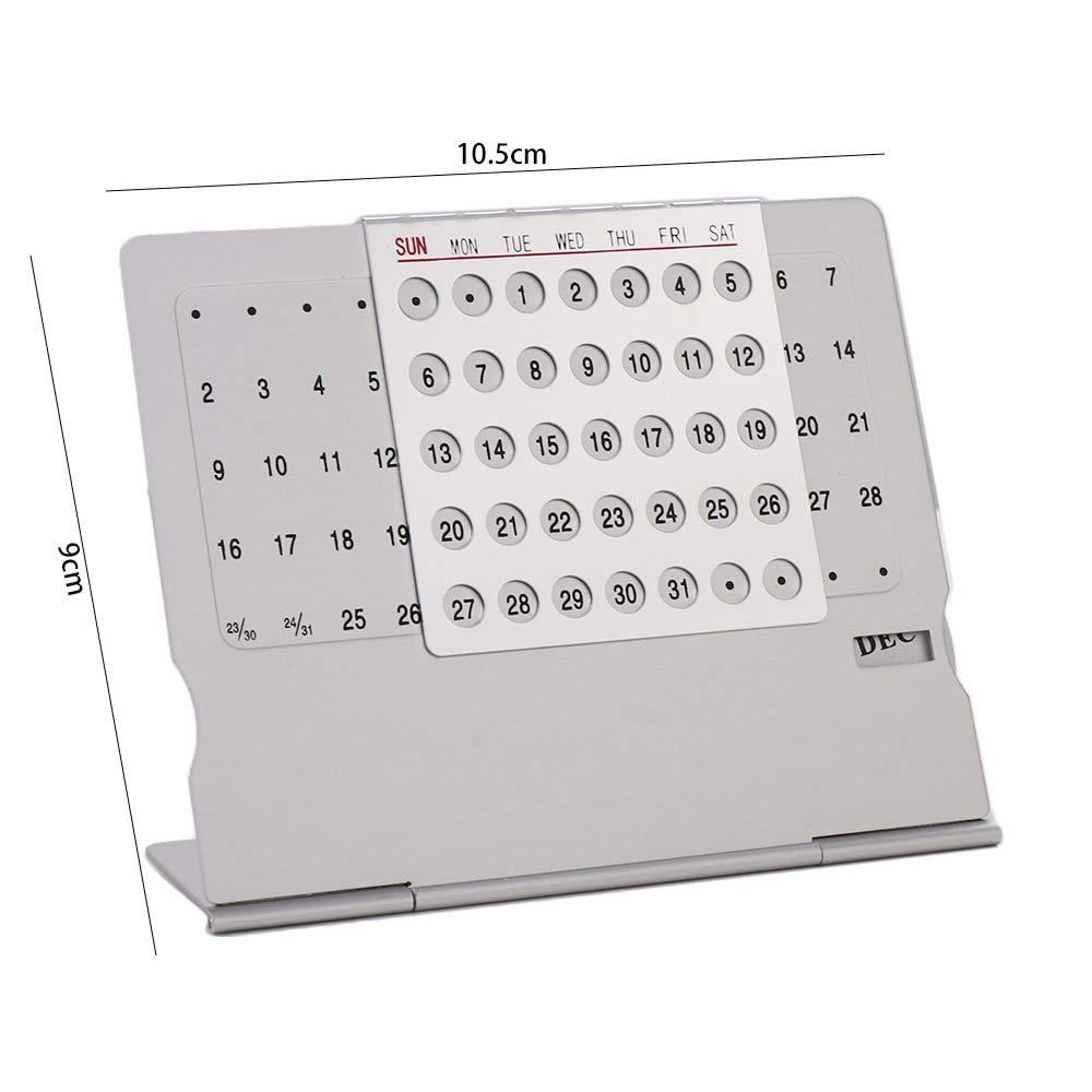 Lanfy Calendar Silver Decor Gift English Desk Decor Perlengkapan Kantor Paduan Aluminium Kalender Abadi