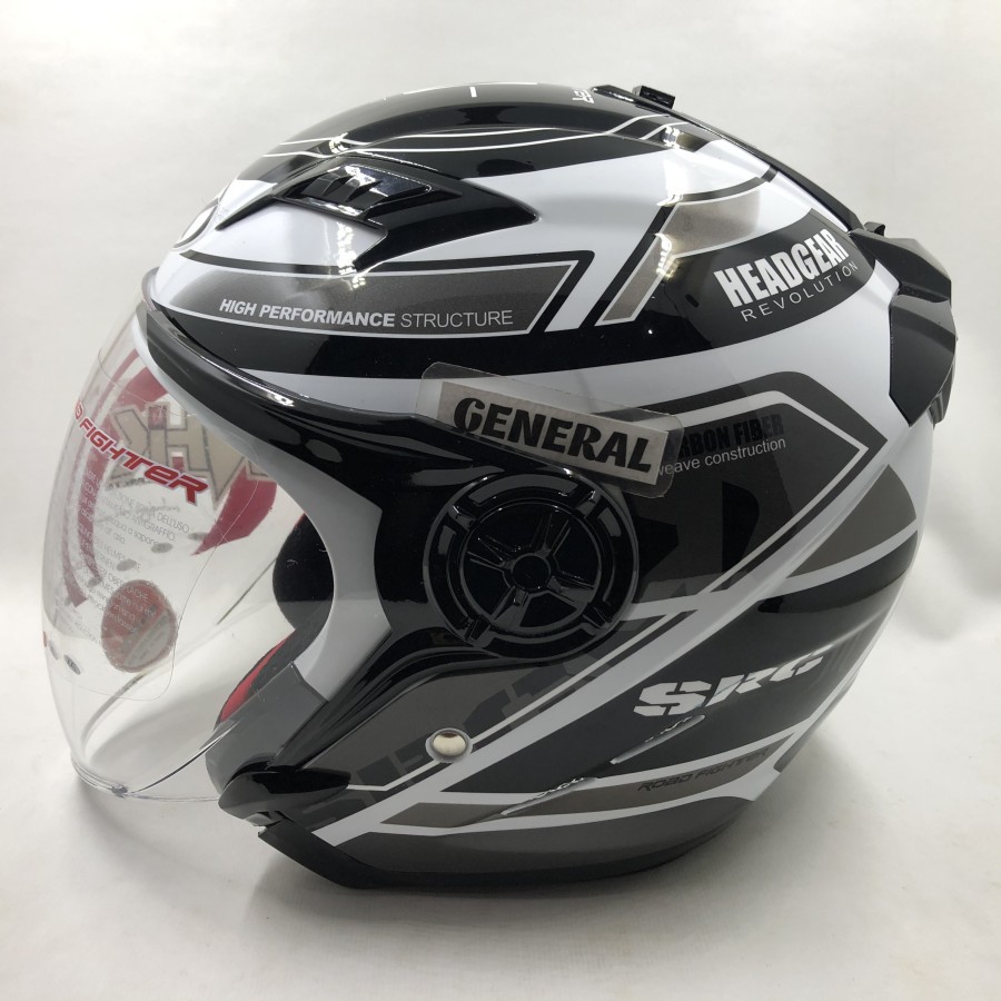 Helm NHK Gladiator Touring White Silver Half Face Double Visor