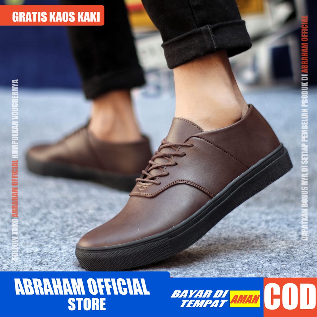 AUTH Sepatu Sneakers Pria Kulit Pu Premium Sepatu Pria Casual Cowok / Cowo Sepatu Kasual Semi Formal Kerja Kantor Kuliah Gaya Santai Keren Kekinian Original Murah Terlaris