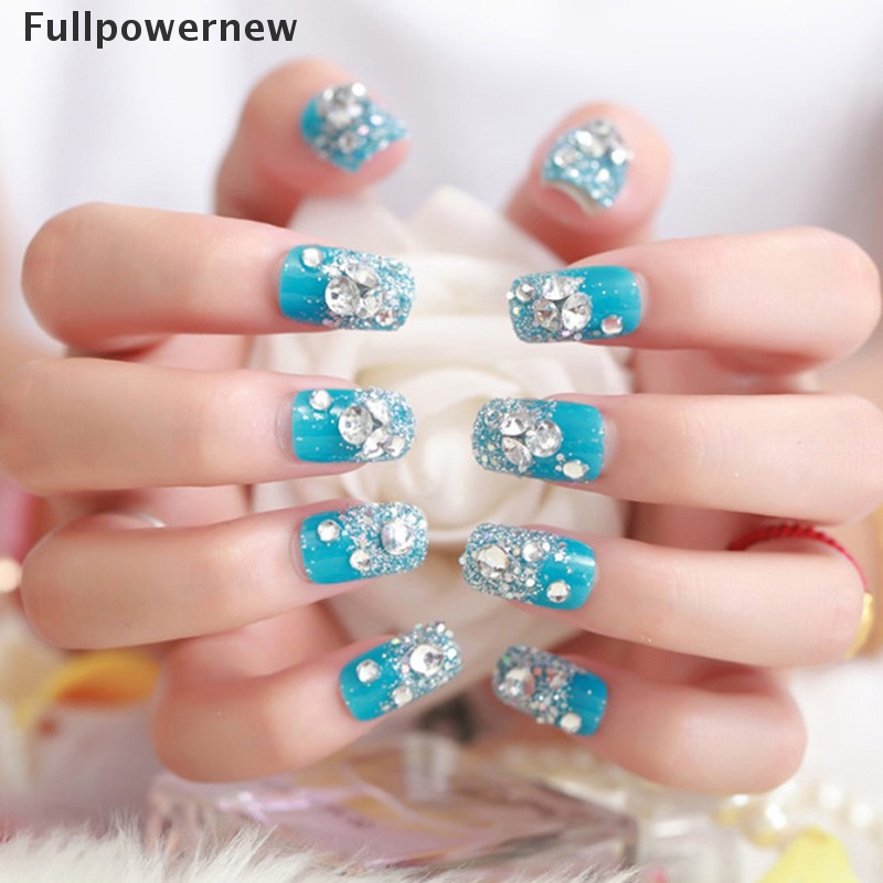 FULL 24Pcs bride full nail tips fake nail  short sticker design full coverage