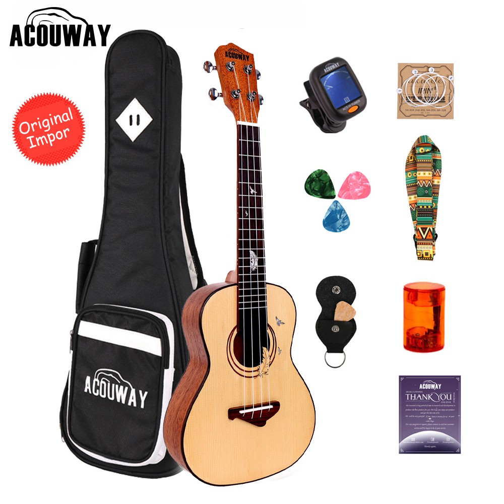 Acouway Ukulele Concerto senar 4 ukelele spruc top mohangy body ORIGINAL KUALITAS BAGUS  Impor