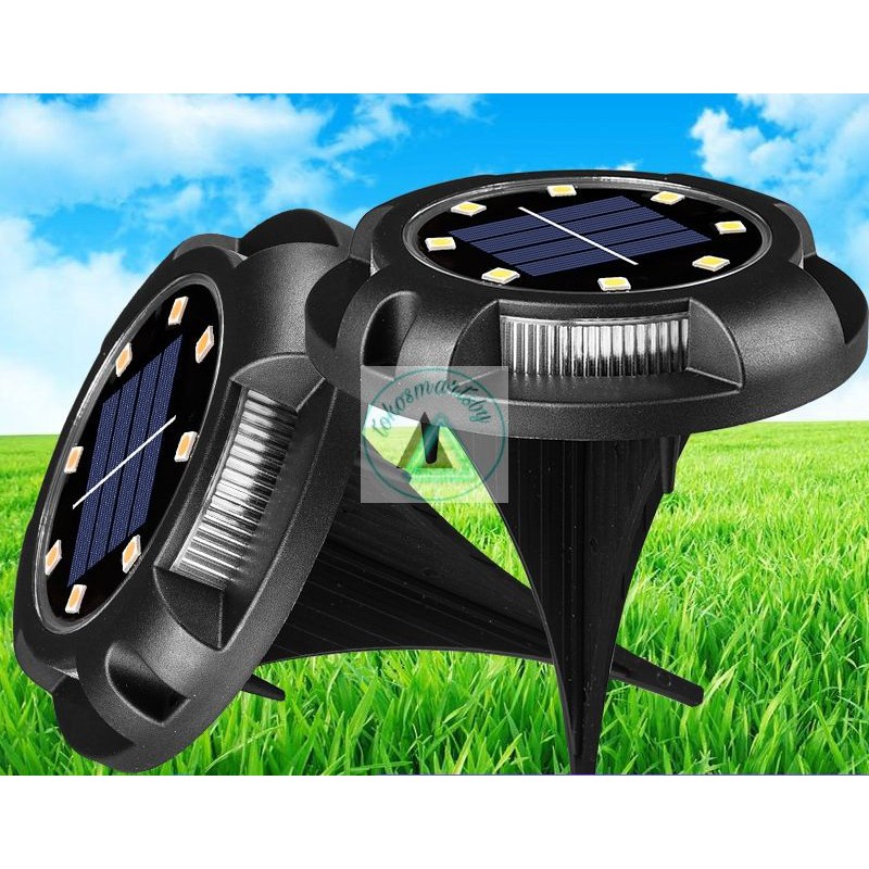 Lampu Taman Tancap Bulat Solar Panel 8 LED +4 LED / Garden Lamp Solar Panel Tancap Pavling