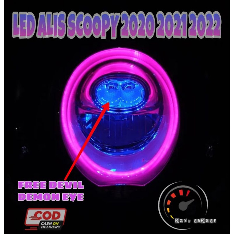 sepaket lampu alis lampu led motor scoopy 2020 scoopy 2021 scoopy 2022 free demon devil eye PROMO SU