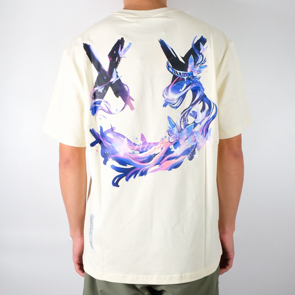 Ricky Is Clown Kerlap Butterflies Tearing Face Tee Beige 100% Original