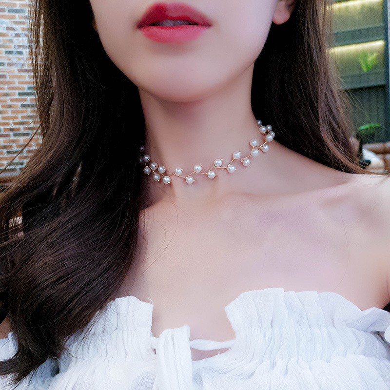 Fashion niche clavicle chain pearl simple collar short neckband neck chain