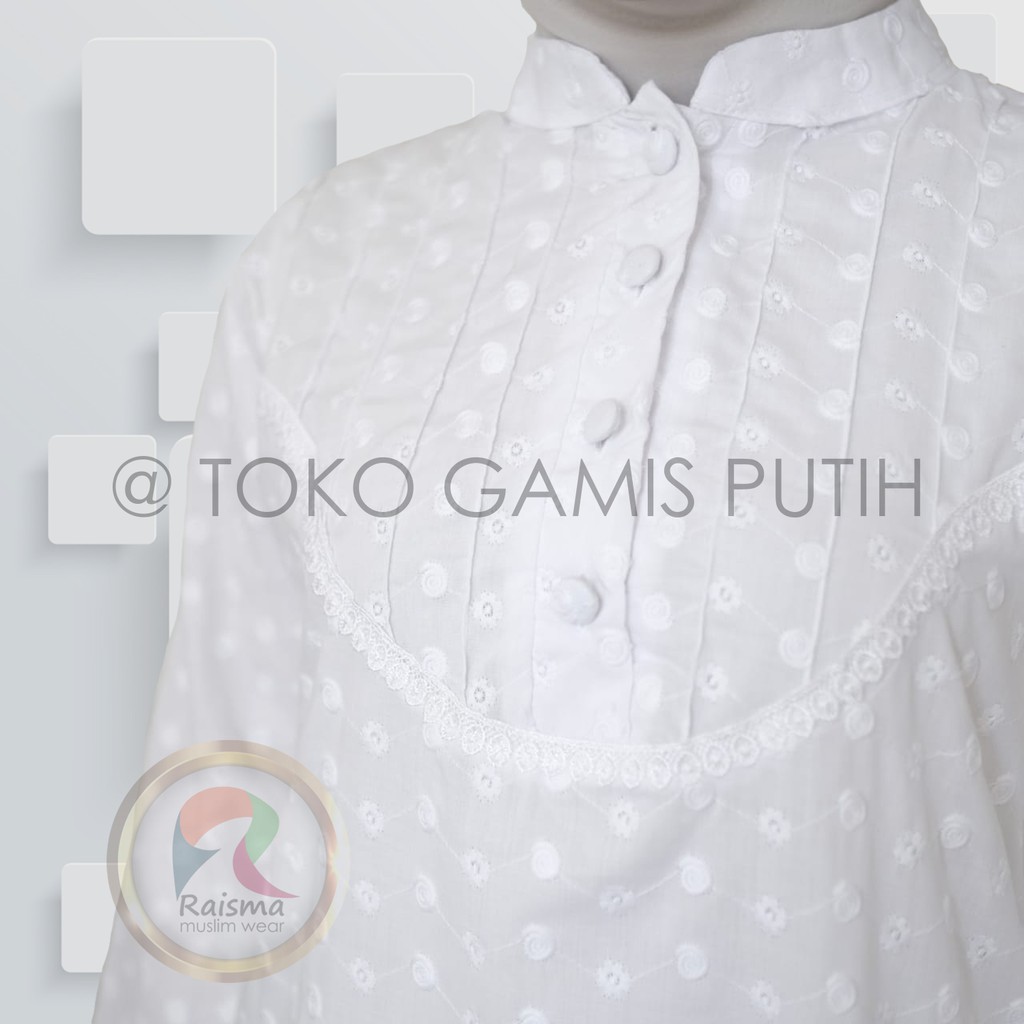 Raisma - Baju Ihrom Perlengkapan Umroh Haji Wanita Bahan Katun Ada Bukaan Knacing depan-6