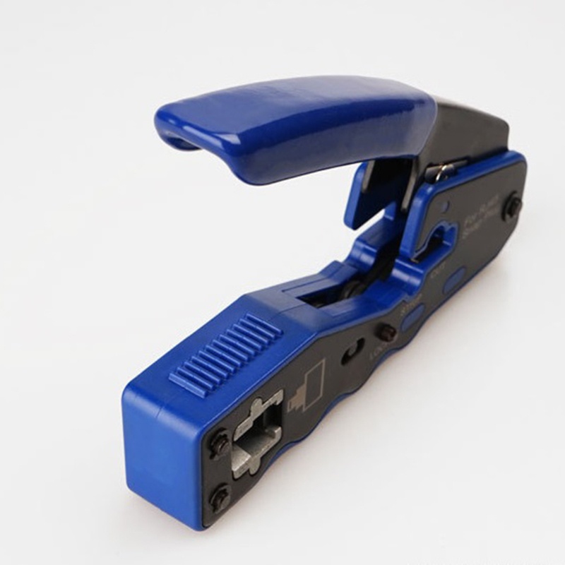 Btsg RJ45 Crimp Tool Pass Melalui Strip Dan Crimps Crimping Presisi Tahan Lama