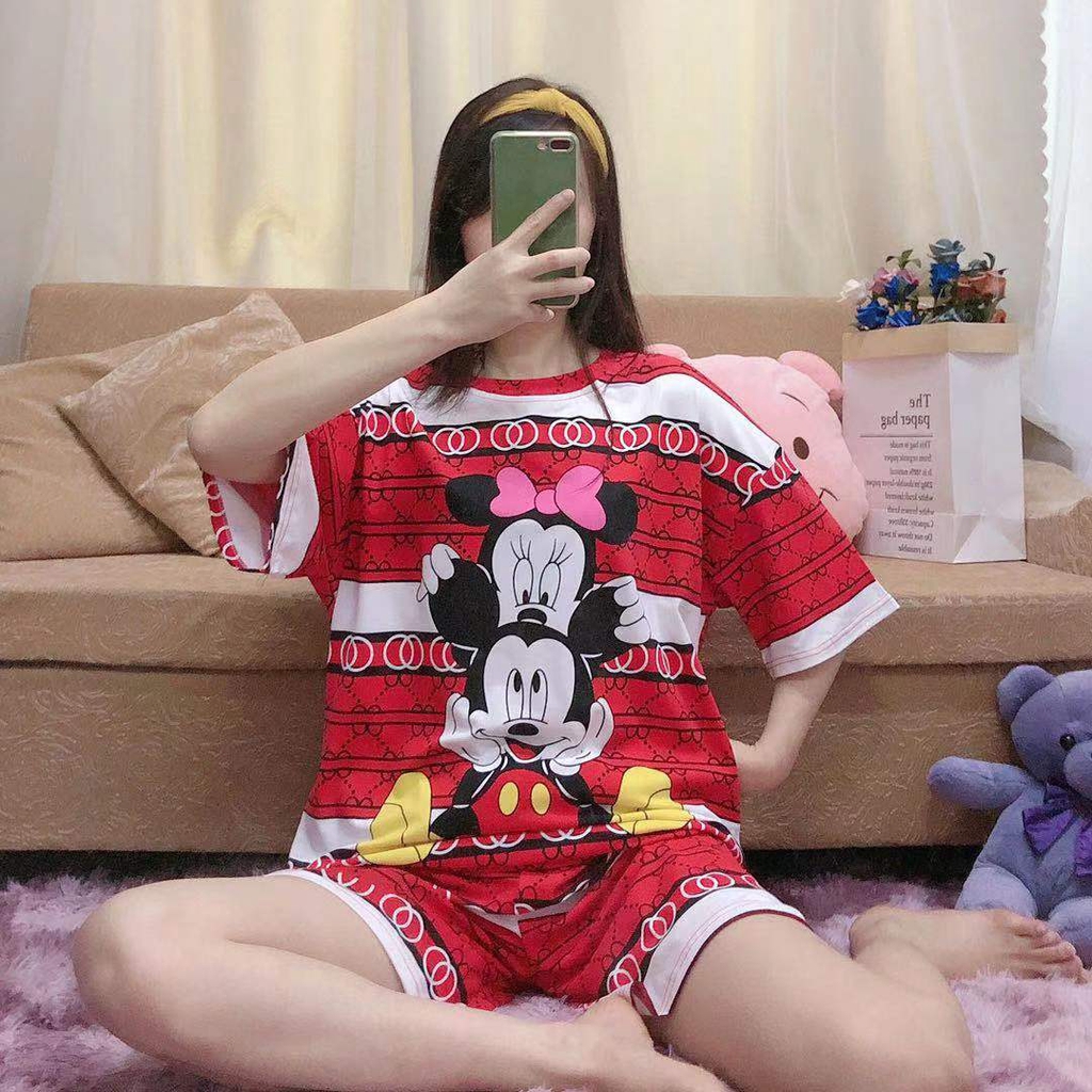 CP &amp; HP OVERSIZE /Piyama /Baju Tidur Dewasa CP &amp; HP /Bahan SPANDEK Import motif MICKEY