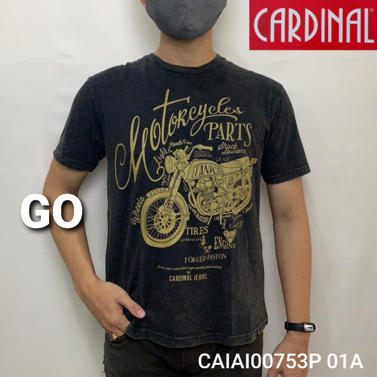 gof KJS CARDINAL JEANS KAOS Cowok Pakaian Pria Reguler Slimit Lengan Pendek Santai