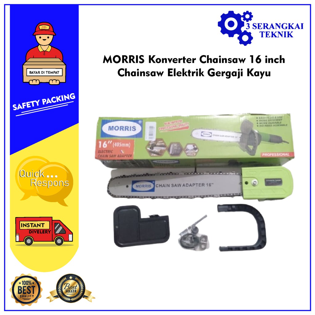 MORRIS Konverter Chainsaw 16 inch Chainsaw Elektrik Gergaji Kayu