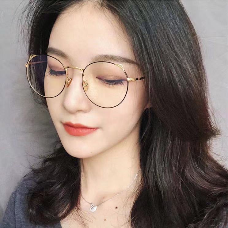 (Rowling)Impor murah Frame Kacamata Wanita dan Pria Gaya Retro Round Eyeglasses Metal Frame Kacamata Fashion-4