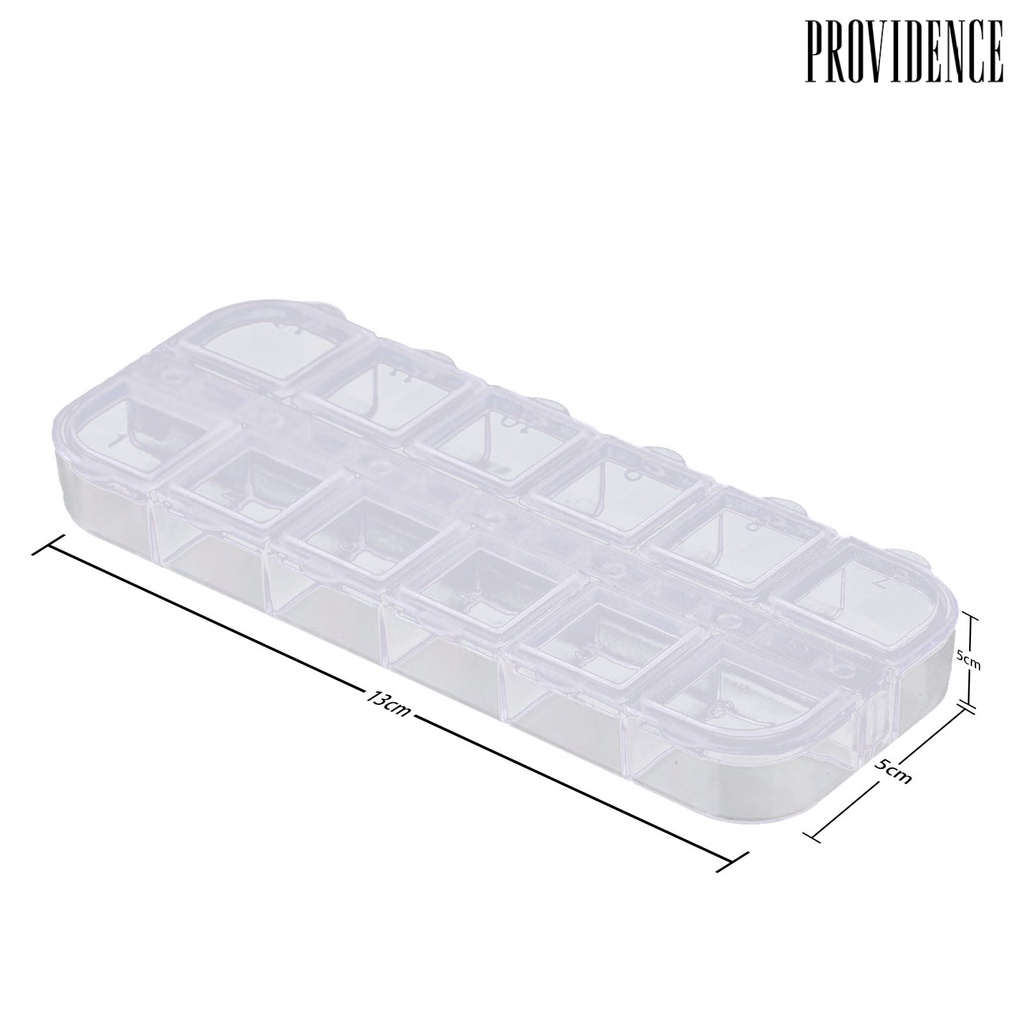 Providence 12-Grid Transparent Nail Art Tips Rivet Pearl Metal Sequin Storage Box Organizer