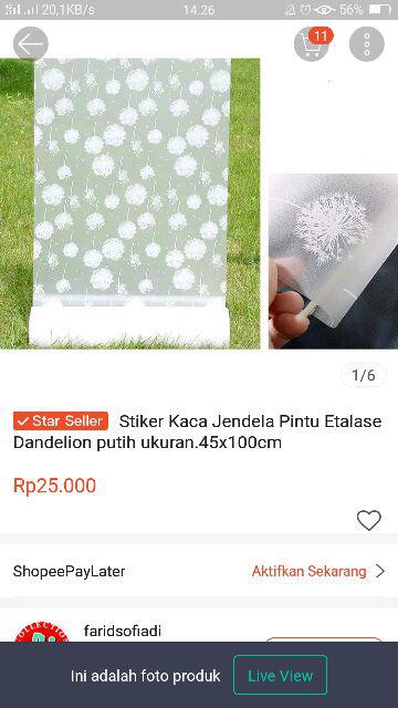 Stiker Kaca Jendela Pintu Etalase Dandelion Putih Ukuran.45x100cm