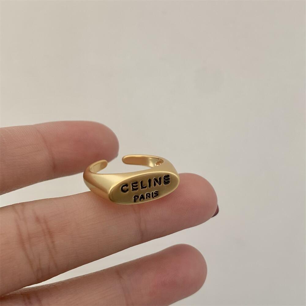 Needway Cincin Huruf Emas Kepribadian Retro Hadiah Matte Tembaga Gadis Gaya Korea Ring