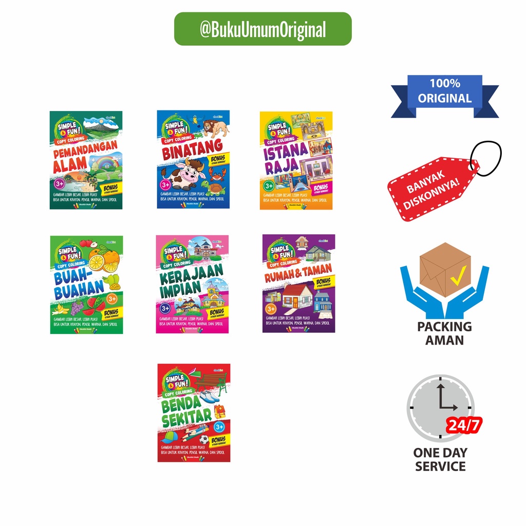 

Buku Mewarnai Anak Simple Fun Copy Coloring Berbagai Tema