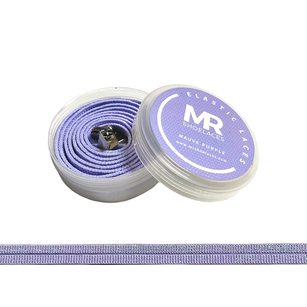 Original MR Shoelaces PR04 Elastic Mauve Purple Tali Sepatu Flat Elastis (Karet Lentur) with Metal Clip / Lock 80cm 100cm 120cm 150